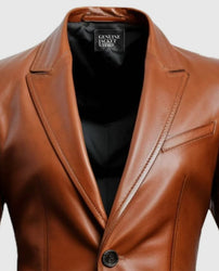 Men's Brown Leather Blazer