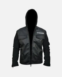 Sons Of Anarchy Black Leather Jacket with Hoodie