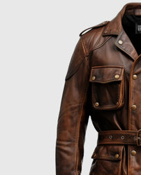Men's Military Style Vintage Leather Jacket