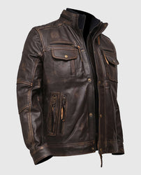 Men's Cafe Racer Vintage Distressed Leather Jacket