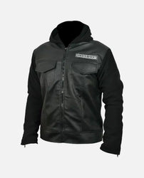 Sons Of Anarchy Black Leather Jacket with Hoodie