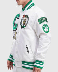 Boston Celtics Mash Up White Satin Jacket