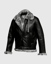 Women's Fur Aviator Flying Pilot Bomber Black Jacket