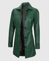 Women's Green Leather Coat