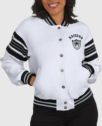 Las Vegas Raiders Snap Front White Fleece Jacket