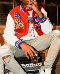 Supreme Tiger Playboi Carti Varsity Red and White Jacket
