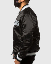 Las Vegas Raiders Bomber Satin Black and Grey Jacket
