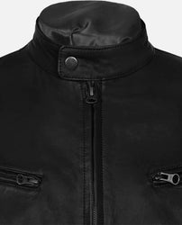 Men's Black Slimfit Cafe Racer Leather Jacket