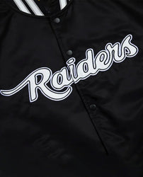 Las Vegas Raiders Gray and White Rib Bomber Black Jacket