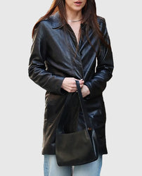 Materialists Dakota Johnson Black Leather Coat