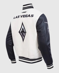 Eggshell/Black Retro Las Vegas Aces Classics Rib Varsity Jacket