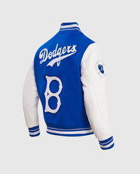 MLB Brooklyn Dodgers Men's Rib Wool Varsity Jacket Royal Blue White