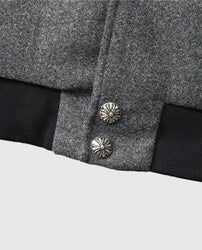 Men's Chrome Cross Letterman Bomber Grey Jacket