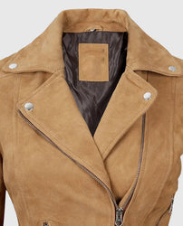 Women's Premium Brown Suede Biker Leather Jacket