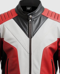 Men's Red & Black Faux Leather Jacket