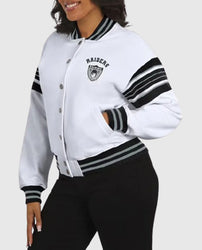 Las Vegas Raiders Snap Front White Fleece Jacket