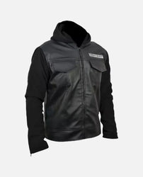 Sons Of Anarchy Black Leather Jacket with Hoodie