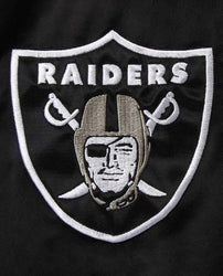 Las Vegas Raiders Prime Time Black/Silver Varsity Satin Jacket