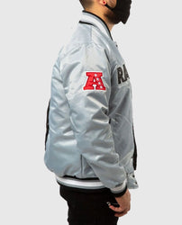 Las Vegas Raiders Bomber Satin Black and Grey Jacket
