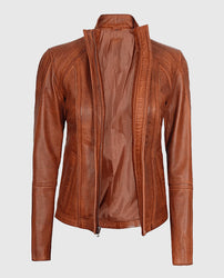 Women's Acerra Real Cognac Brown Leather Jacket