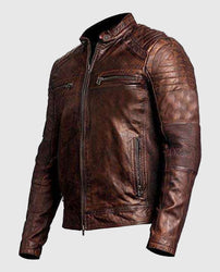 Men's Cafe Racer Vintage Retro Brown Leather Jacket