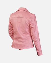 Women's Pink Leather Biker Jacket