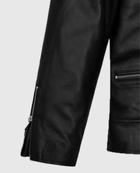 Jimin Black Biker Leather Jacket