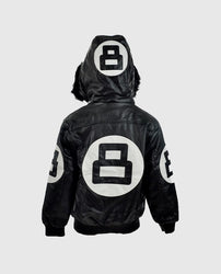 Men's 8 Ball Pool Hooded Bomber leather Jacket