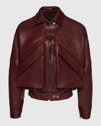 Barbara Palvin Leather Bomber Jacket