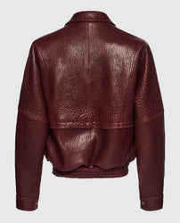 Barbara Palvin Leather Bomber Jacket
