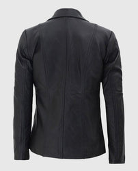 Women's Black Leather Blazer