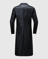 Men's Black Leather Long Coat