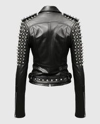 Women's Black Stud Biker Leather Jacket
