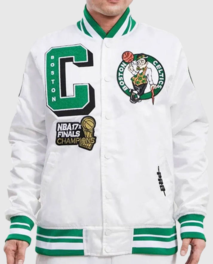 Boston Celtics Mash Up White Satin Jacket