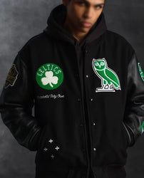 Boston Celtics OVO Black Varsity Jacket