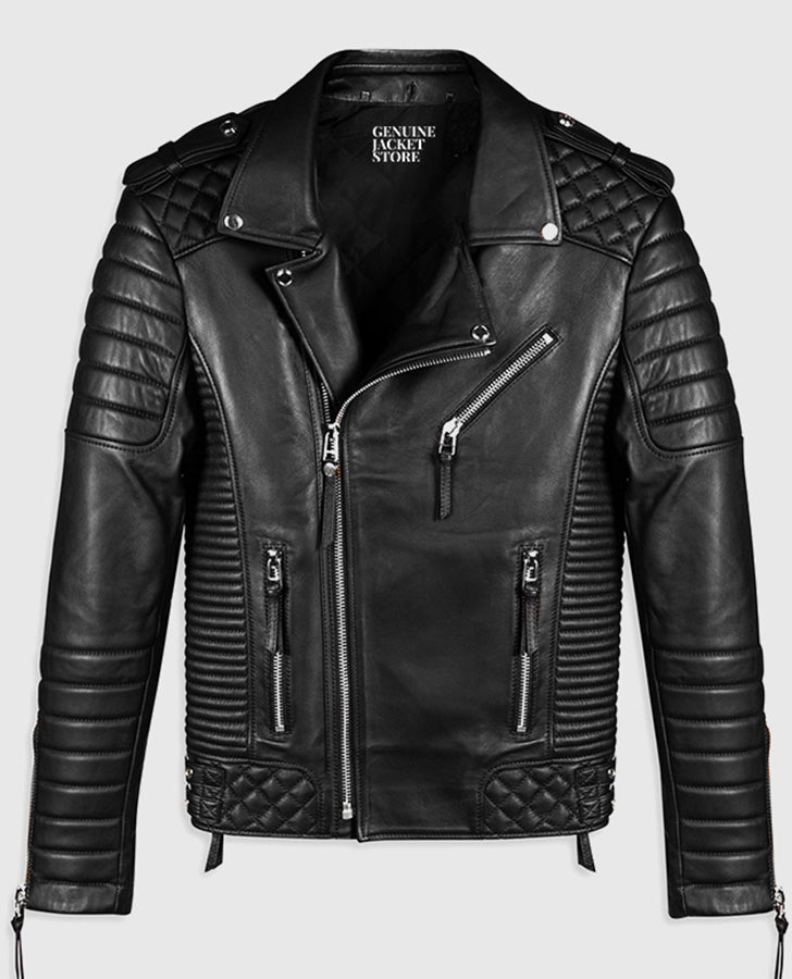 Charles Burnt Biker Leather Jacket