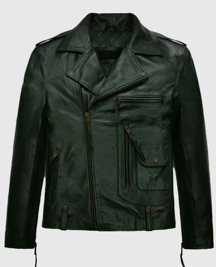 Chris Pine Black Leather Biker Jacket
