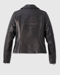Women's Classic Biker Debossed Leather Jacket