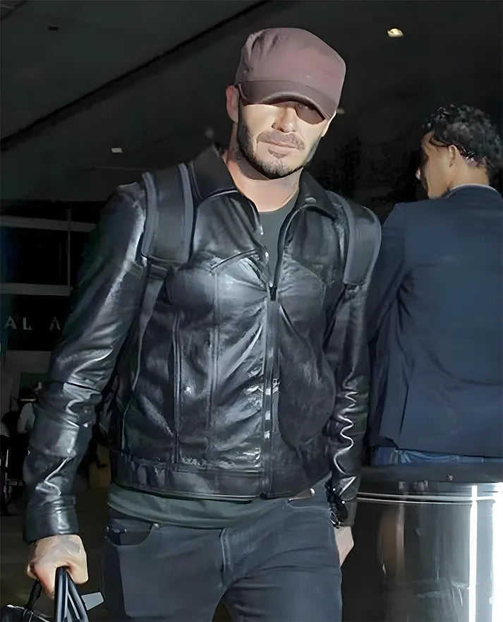 David Beckham Black Leather Jacket