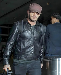 David Beckham Black Leather Jacket