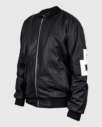 Dizller 8 Ball Letterman Black Bomber Leather jacket