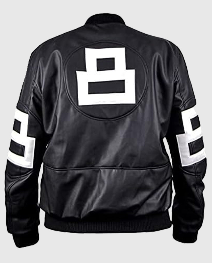 Dizller 8 Ball Letterman Black Bomber Leather jacket