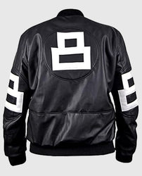 Dizller 8 Ball Letterman Black Bomber Leather jacket