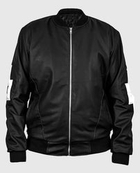 Dizller 8 Ball Letterman Black Bomber Leather jacket