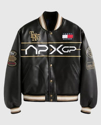 F1 Movie Damson Idris x APXGP Leather Varsity Jacket