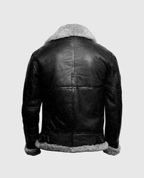 Women's Fur Aviator Flying Pilot Bomber Black Jacket