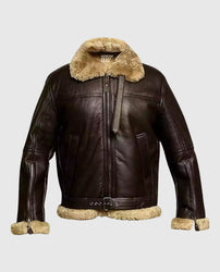 FUR Aviator Flying Pilot Bomber Brown Jacket