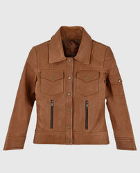 Gigi Hadid Tan Brown Leather Jacket