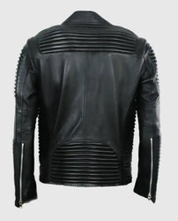 Men's Godspeed Motorcycle Padded Black Leather Jacket