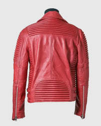 Men's Godspeed Motorcycle Padded Red Leather Jacket